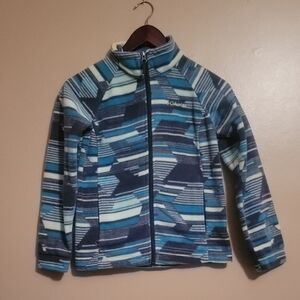 Columbia Blue and Teal Patterned Full-Zip Fleece Jacket